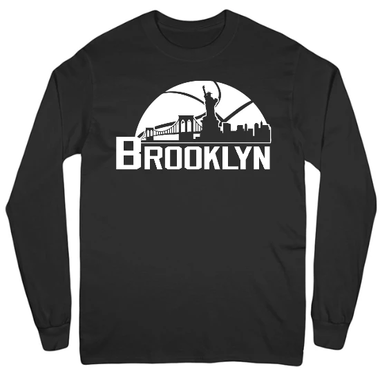 Brooklyn Basketball Skyline Mens Long Sleeve T-Shirt