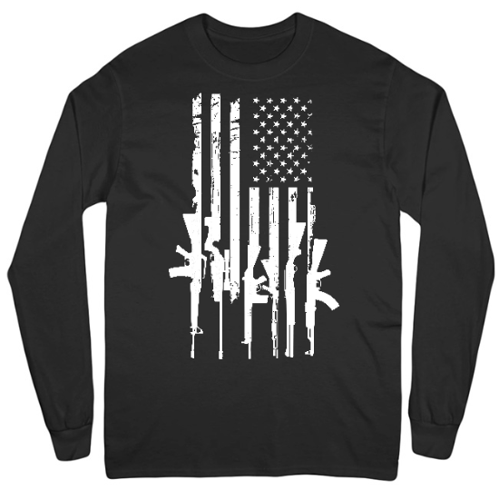 Gun Flag 2nd Amendment Mens Long Sleeve T-Shirt