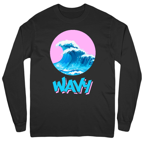 Wavy Mens Long Sleeve T-Shirt