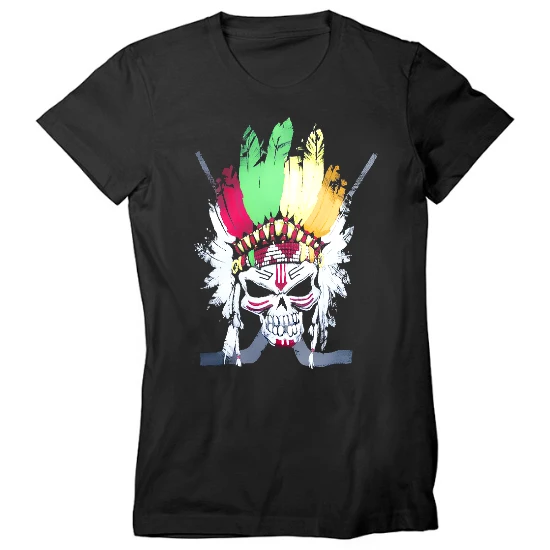 Blackhawks Skull Womens T-Shirt
