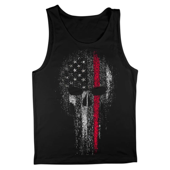 Red Line Skull Mens Tank Top