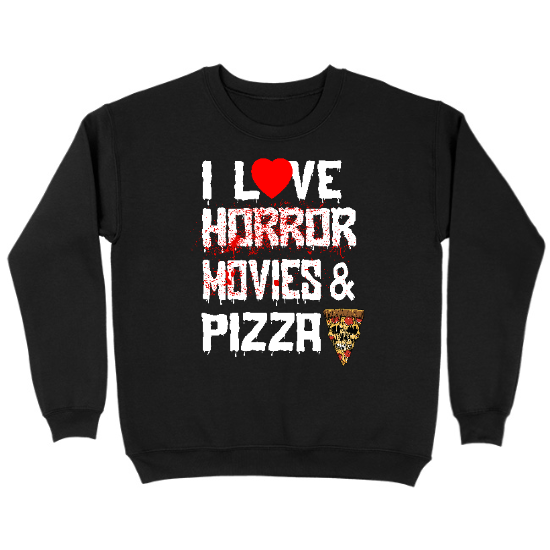 Horror Movies & Pizza Kids Crewneck Sweatshirt