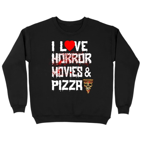 Horror Movies & Pizza Kids Crewneck Sweatshirt