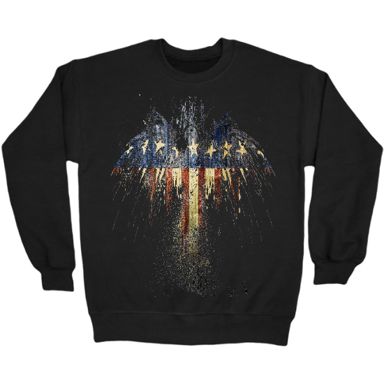 USA Eagle Flag Splatter Crewneck Sweatshirt