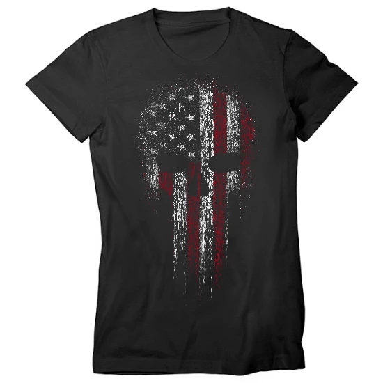 USA Patriotic Skull Womens T-Shirt