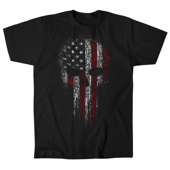 USA Patriotic Skull Mens T-Shirt