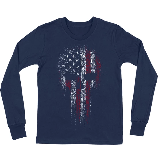 USA Patriotic Skull Kids Long Sleeve T-Shirt