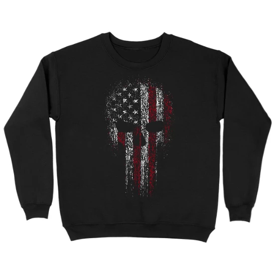 USA Patriotic Skull Kids Crewneck Sweatshirt 01