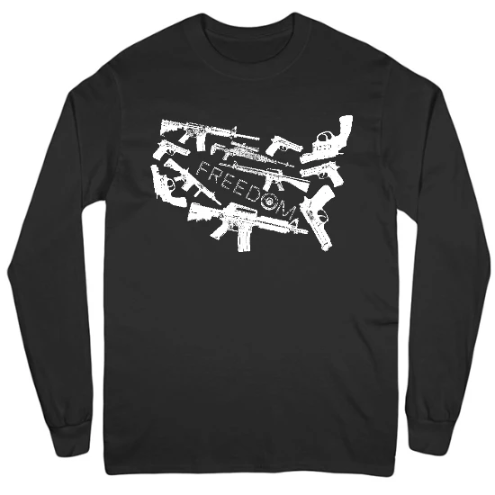 USA Freedom Map Mens Long Sleeve T-Shirt
