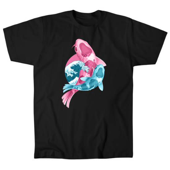 Bubble Gum Yin Yang Koi Mens T-Shirt