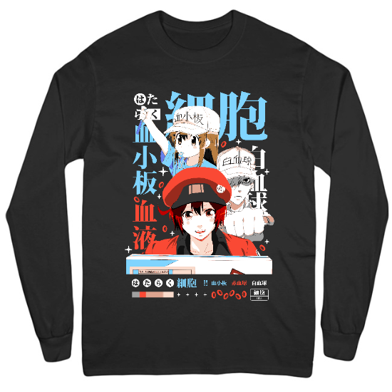 Blood Cells Anime Mens Long Sleeve T-Shirt