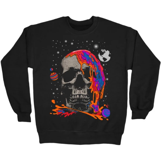 Vibrant Color Drip Space Skull Crewneck Sweatshirt