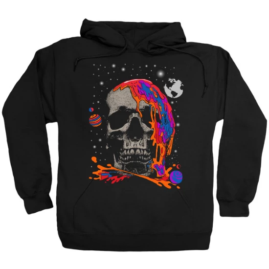 Vibrant Color Drip Space Skull Hoodie