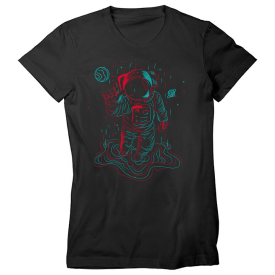 Neon Astronaut Contour Womens T-Shirt