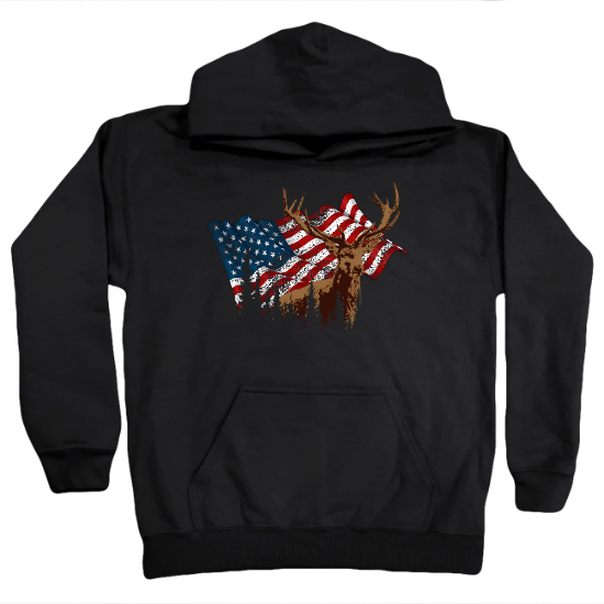 American Flag Antlers Hunting Kids Hoodie
