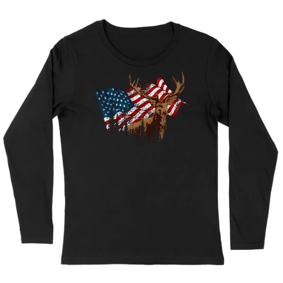 American Flag Antlers Hunting Womens Long sleeve T-Shirt