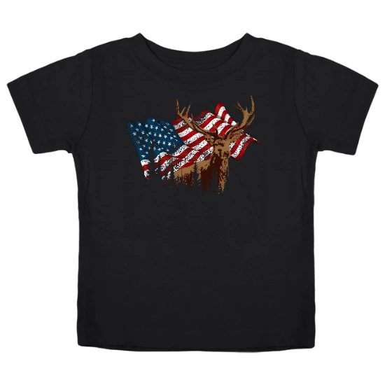 American Flag Antlers Hunting Kids T-Shirt