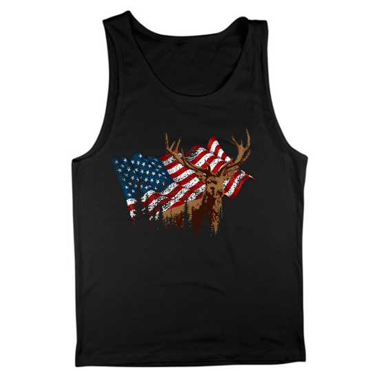 American Flag Antlers Hunting Mens Tank Top