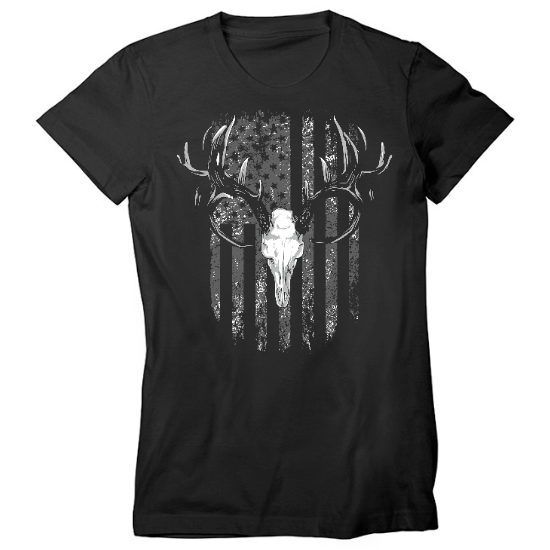 American Flag Antlers Womens T-Shirt