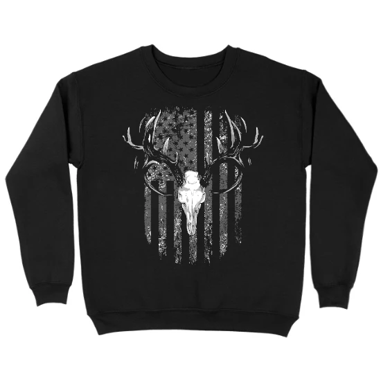 American Flag Antlers Kids Crewneck Sweatshirt