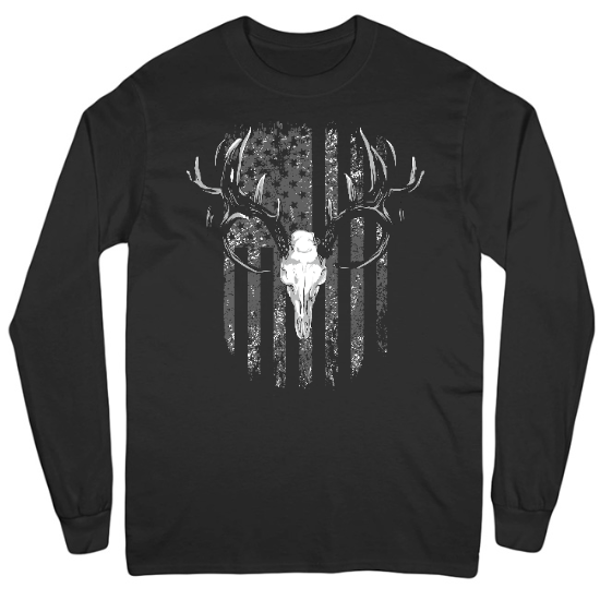 American Flag Antlers Mens Long Sleeve T-Shirt