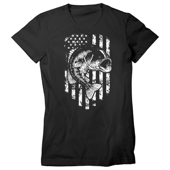 American Flag Bass Womens T-Shirt