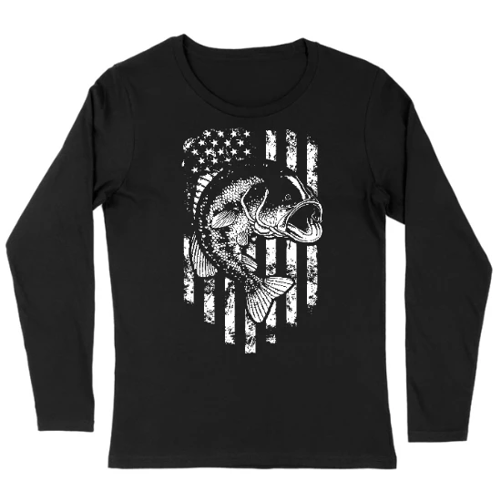 American Flag Bass Womens Long sleeve T-Shirt