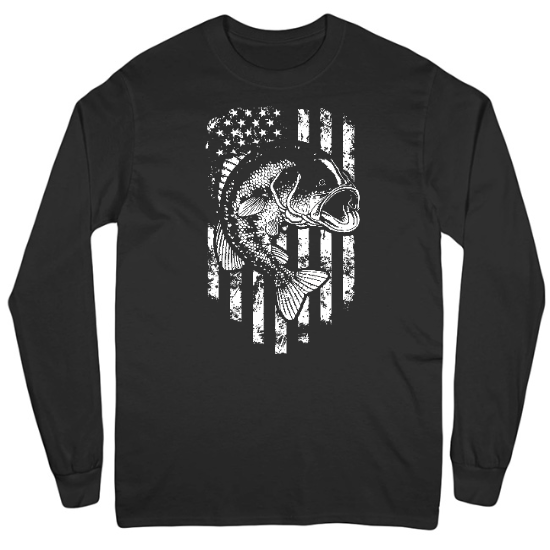American Flag Bass Mens Long Sleeve T-Shirt