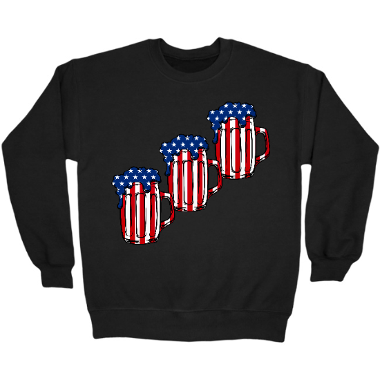 American Flag Beer Mugs Crewneck Sweatshirt