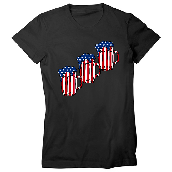 American Flag Beer Mugs Womens T-Shirt