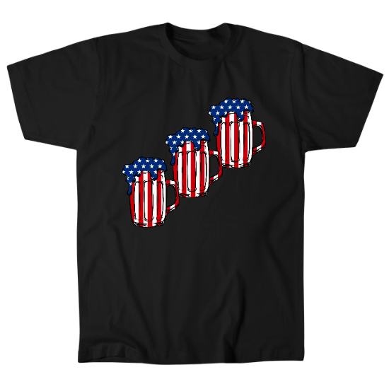 American Flag Beer Mugs Mens T-Shirt