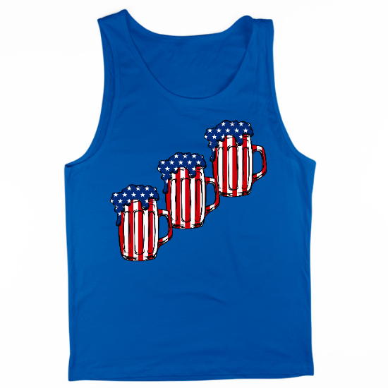 American Flag Beer Mugs Mens Tank Top