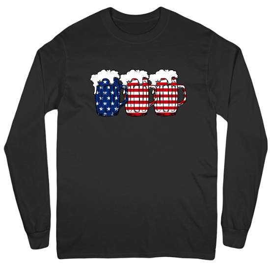 American Flag Beer Mens Long Sleeve T-Shirt