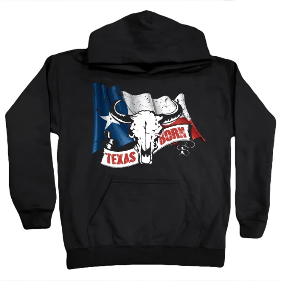 Texas Born Texas Pride Kids Hoodie