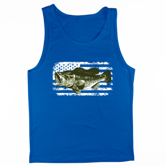 American Flag Big Mouth Bass Mens Tank Top
