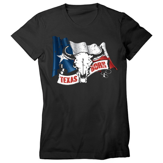 Texas Born Texas Pride Womens T-Shirt 01