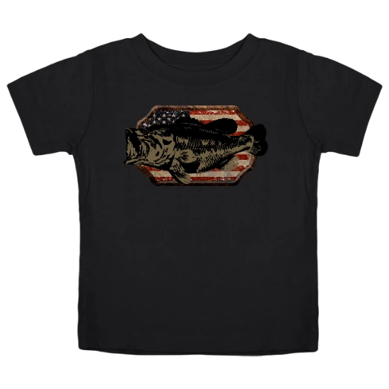 American Flag Mounted Bass Kids T-Shirt