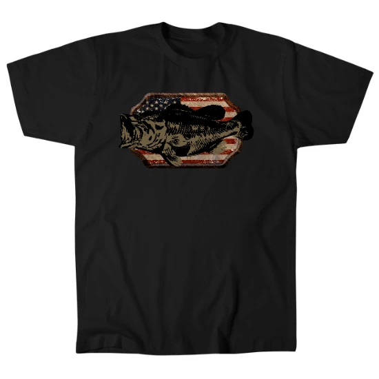 American Flag Mounted Bass Mens T-Shirt
