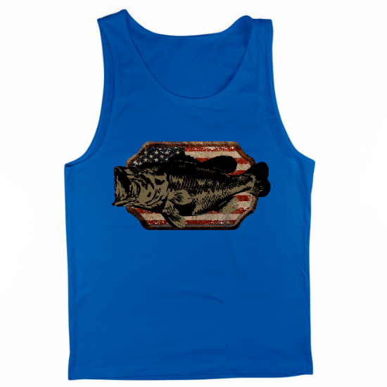 American Flag Mounted Bass Mens Tank Top