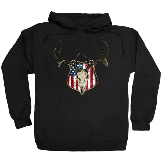 American Flag Mounted Deer Skull Hoodie