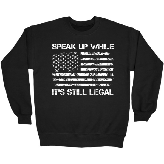 Speak Up Free Speech White Crewneck Sweatshirt
