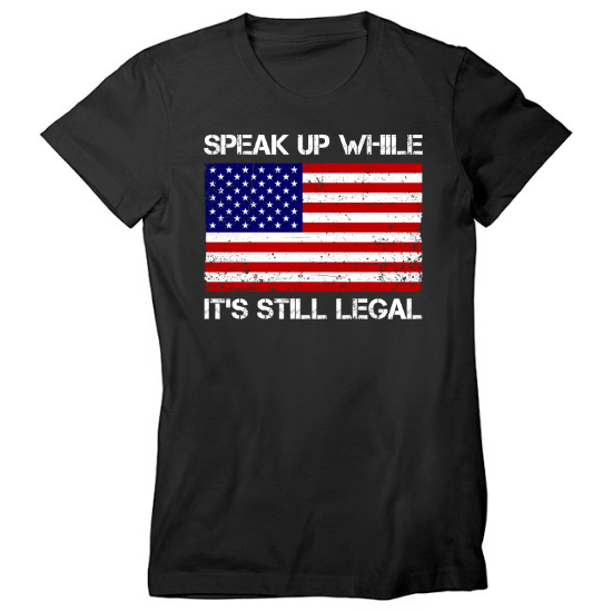 Speak Up Free Speech American Flag Womens T-Shirt