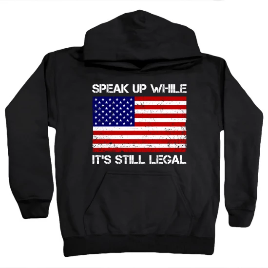 Speak Up Free Speech American Flag Kids Hoodie