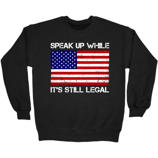 Speak Up Free Speech American Flag Crewneck Sweatshirt