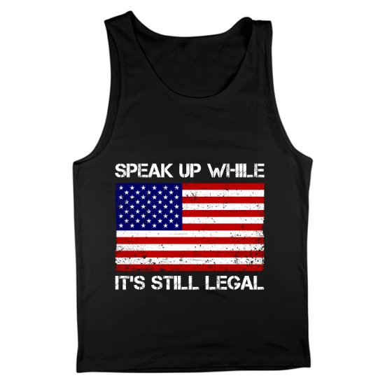 Speak Up Free Speech American Flag Mens Tank Top
