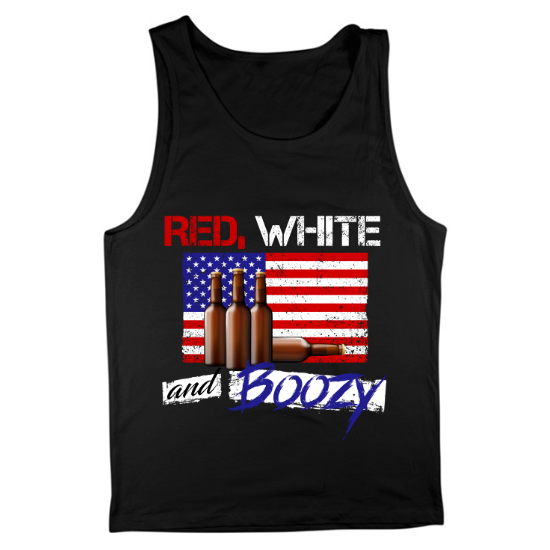 Red Wine and Boozy Merica Mens Tank Top