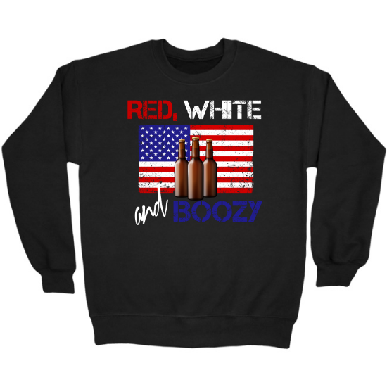 Red Wine and Boozy American Flag Crewneck Sweatshirt