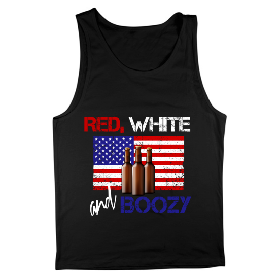 Red Wine and Boozy American Flag Mens Tank Top