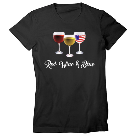 Red Wine and Blue Wine Glasses Womens T-Shirt