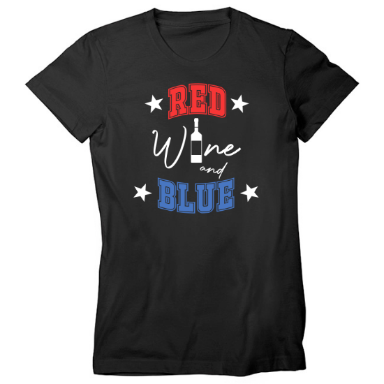 Red Wine and Blue Wine Bottle Womens T-Shirt